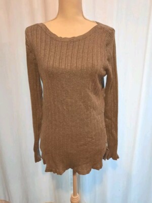 NWT Croft & Barrow Women s Sweater Long Sleeves Gray Metalic Silver Buttons Sz L