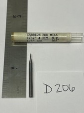 1 NEW USA 1/32" DIAMETER CARBIDE ENDMILL 4FL SQ. 1-1/2" OAL 1/8" LOC D206