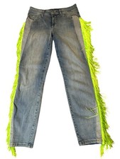 NYDJ Blue Legging Jeans w/ Neon Fringe Along the Sides Size 2 Made in USA EUC