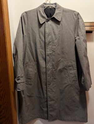 London Fog Men's 40 Reg Clipper Mill Check Trench Coat Vintage | eBay
