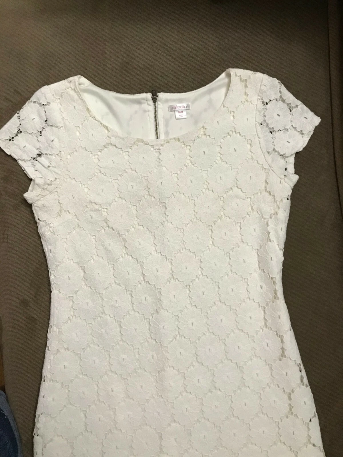 OFF WHITE Abito donna Xhilaration taglia: M bianco sporco avorio pizzo foderato zip posteriore u