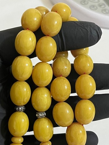 Natural Vintage Germany Cherry Amber 33 سبحة مسكي خام الماني قديم قلم حر نوادر - Picture 13 of 24