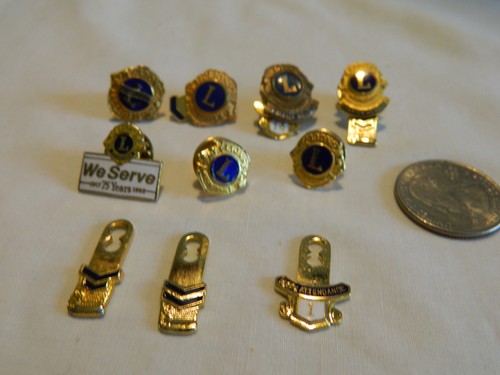 LOT OF 7 VINTAGE LION’S CLUB PIN BACKS
