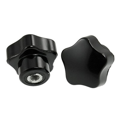 5 Pcs 5mm Female Thread Diameter Screw on Type Star Knob Black