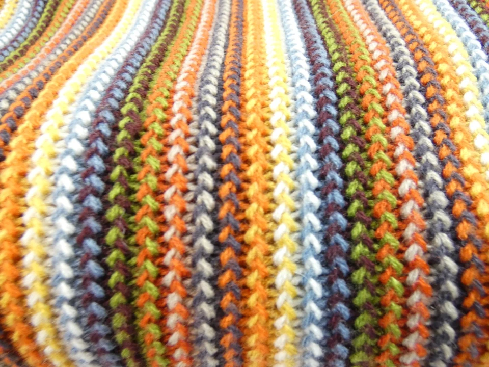 Manta Tejida Caja y Barril 82X40 Marrón Rayas Suave Boho Foto 4 de 4