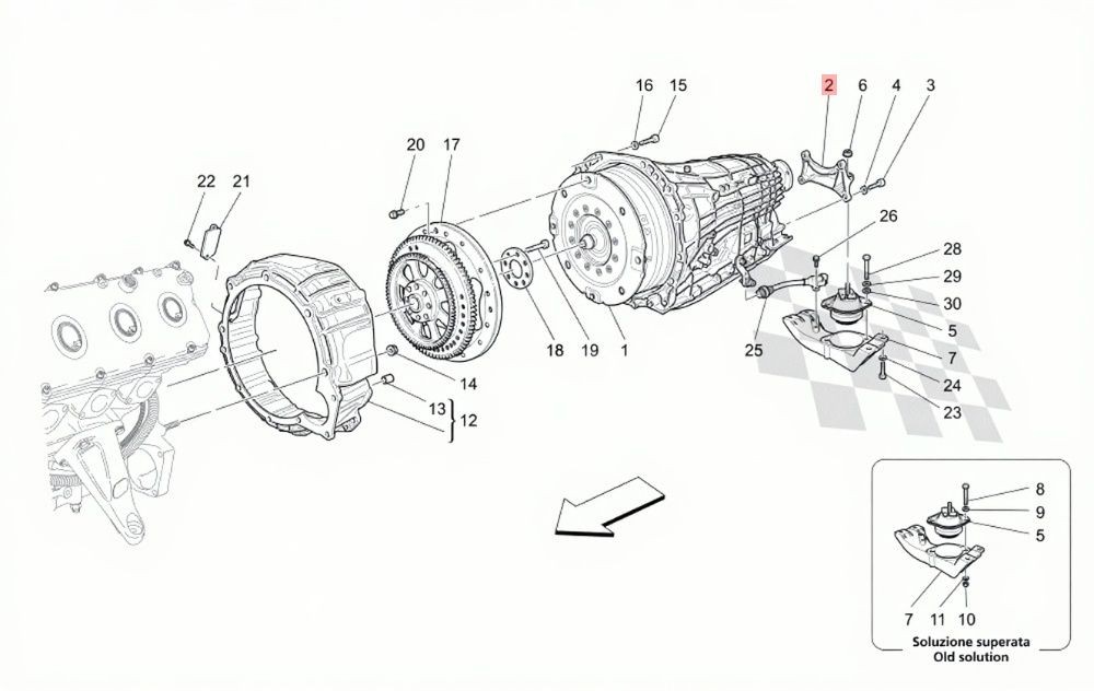 Maserati GranTurismo 2005-2019 Front Left Transmission cross member