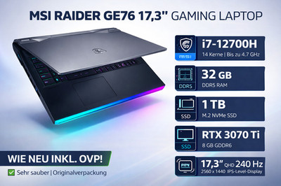   MSI RAIDER GE76 | 17'' Gaming Laptop i7 12th | 32/1TB | RTX 3070Ti Gamer PC  