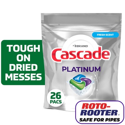 Platinum Dishwasher Pods, Dishwasher Detergent Soap Tabs, Fresh, 26 Count