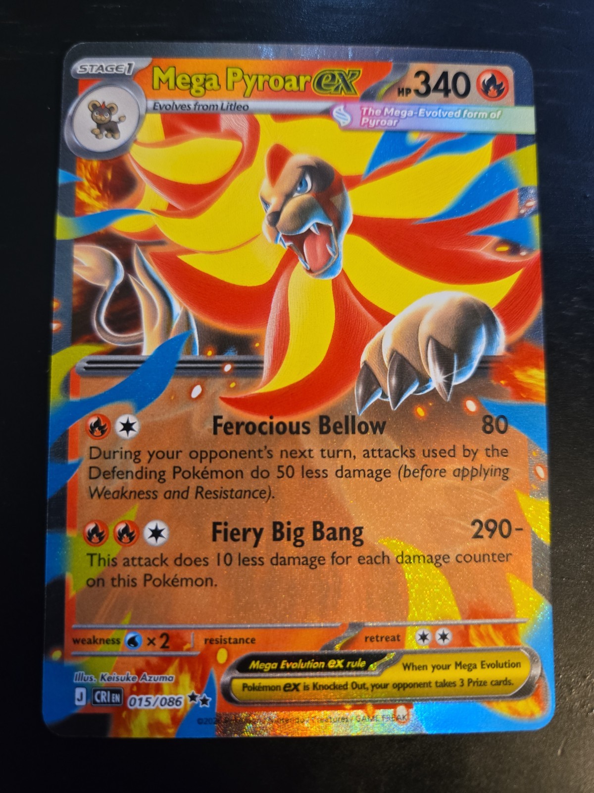 Mega Pyroar ex 15/86 Double Rare Pokemon Chaos Rising ME04 NM