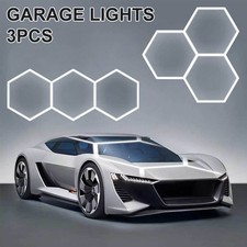 3 Hexagon LED Garage Lights 6500K Honeycomb Light Ceiling for Basement Barber
