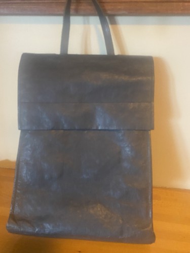 UASHMAMA Gray Washable Paper Tote StrongBACKPACK-Italy EcoFriendly Vegan Leather