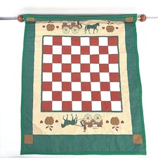 Amish Gameboard Checkerboard Horse Fabric Panel Wall Hanging Carriage