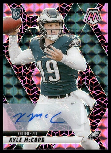 2025 Panini Mosaic Kyle McCord Pink Spectris FOTL Auto /30 Eagles (RC)