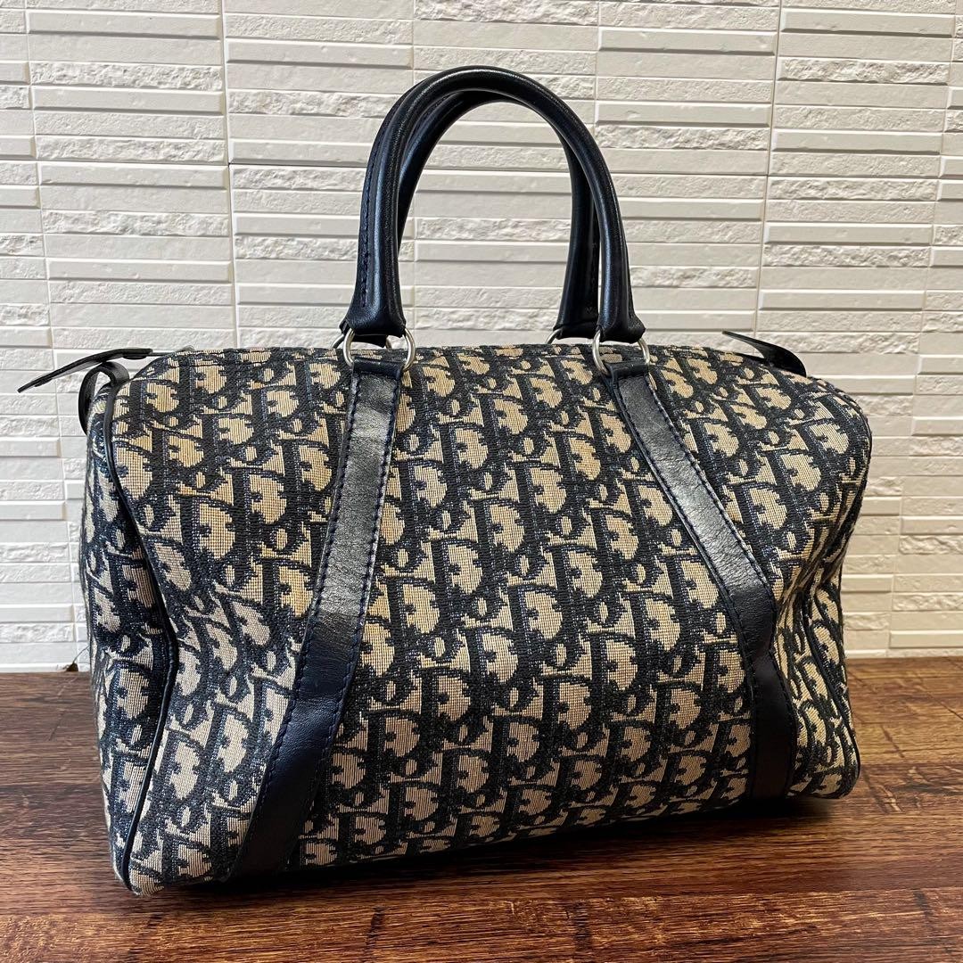 Dior Trotter Canvas and Leather Boston Handbag in Beige