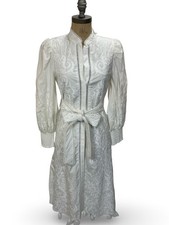 Alice + Olivia Shanley White Embroidered Long Sleeve Belted Dress Size 0 $695