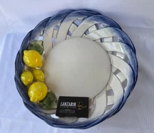 Round Ceramic Serving Tray Bowl from Italy by Lanzarin with Lemmon Motif