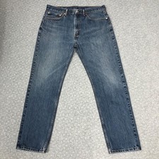 Levis 505 Jeans Mens 36x32 Blue Medium Wash Straight Leg Denim Classic Fit Norm