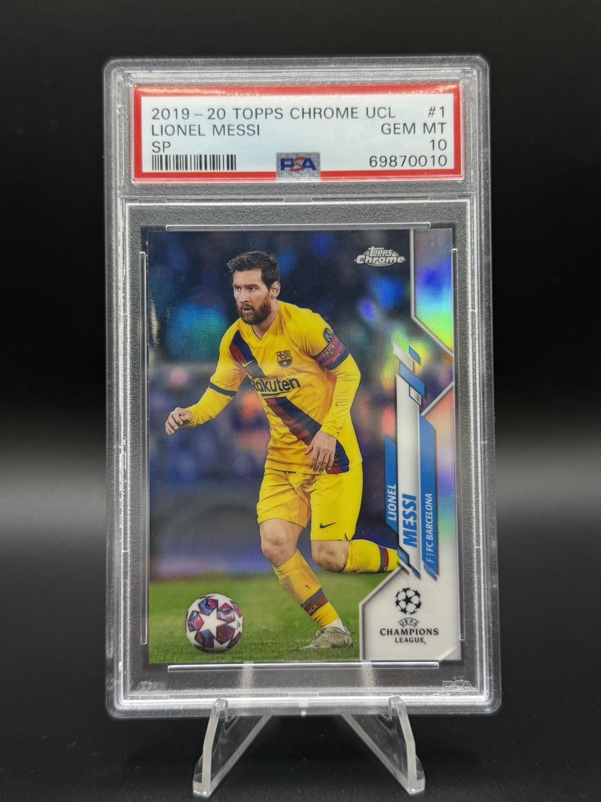 2019-20 Topps Chrome UCL Soccer SP #1 Lionel Messi PSA 10 Gem Mint