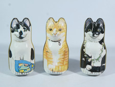 x3 Vintage Dana Kubick Set Cat Tins HunkyDory 2.5"