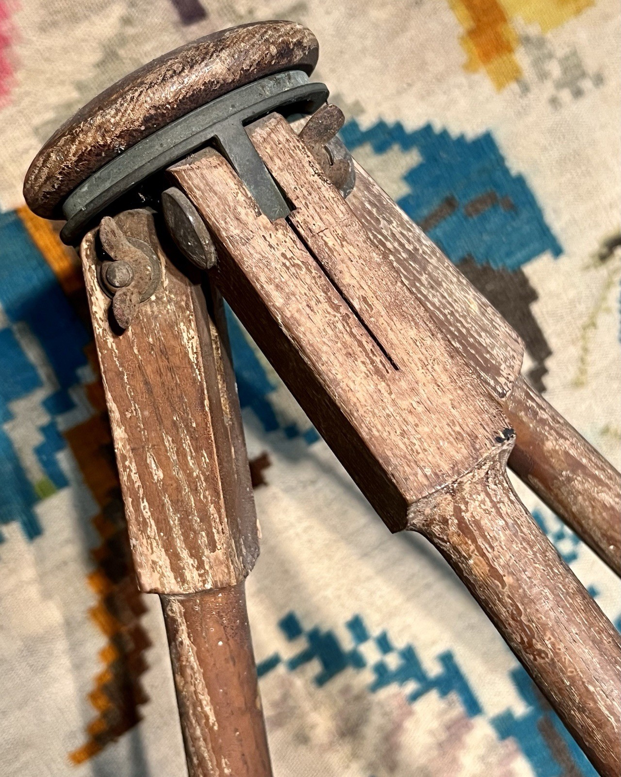 Antique Wooden Surveying Tripod With Metal Leg Caps 57'' Wooden Surveyor Tripod 