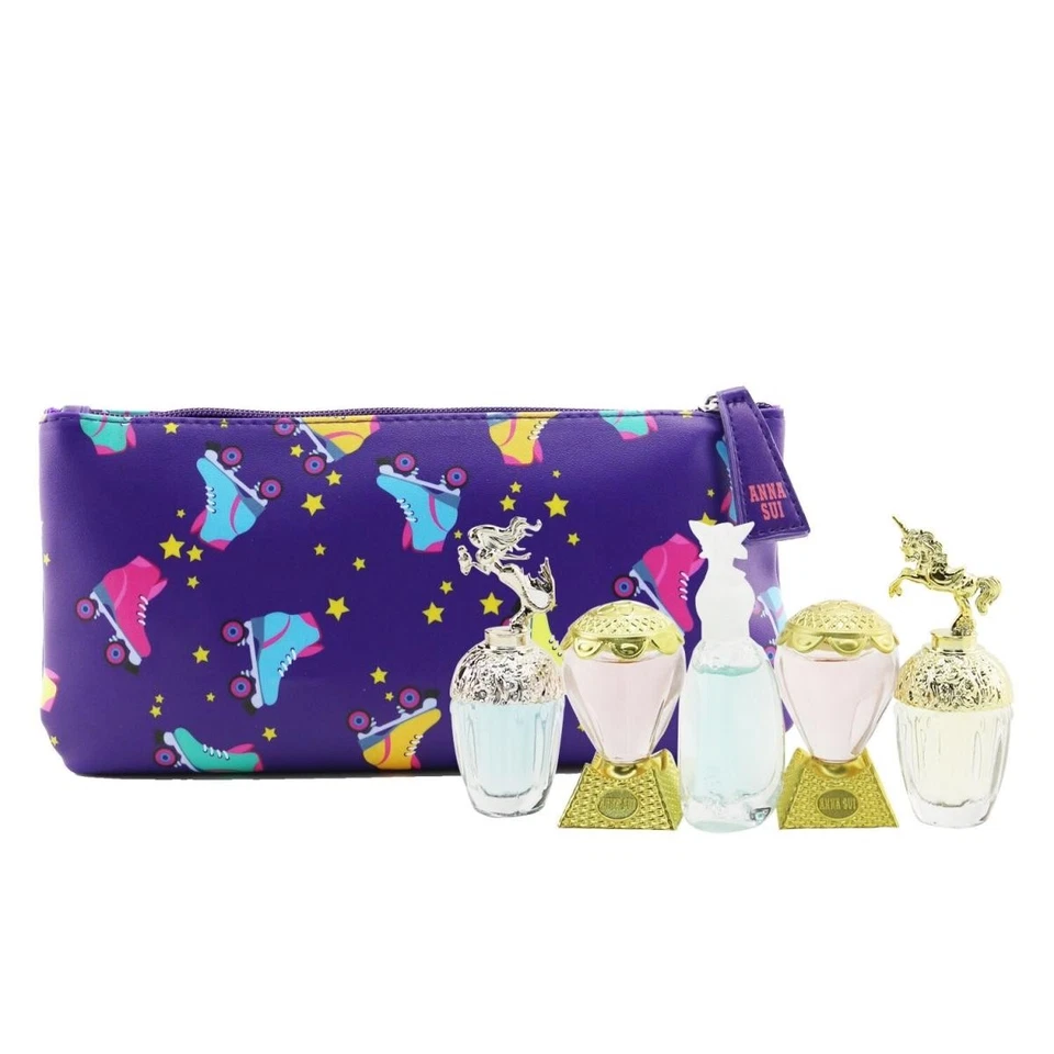 Anna Sui 6 peças mini conjunto Eau De Toilette perfume com bolsa para mulheres presente frutado - Imagem 4 de 4