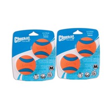 Chuckit Dog Fetch Toy ULTRA BALL Durable Rubber Fits Launcher MEDIUM 4 Balls
