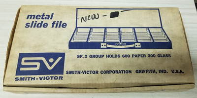 Smith-Victor Metal Slide File S.F.2  holds 600 paper 300 glass 2x2 INV#M-965