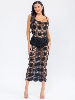 knee length dresses for ladies Lace Bodycon Maxi Dress