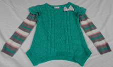 LITTLE LASS TEAL PINK WHITE SWEATER TODDLER GIRLS 5T K649