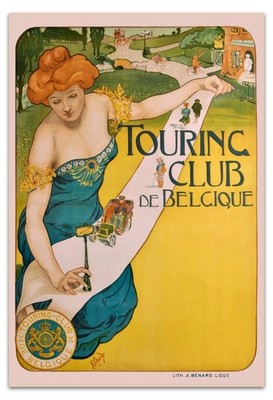 Touring Club de Belgique Poster   Vintage Belgium 1901 Art Nouveau Travel Print