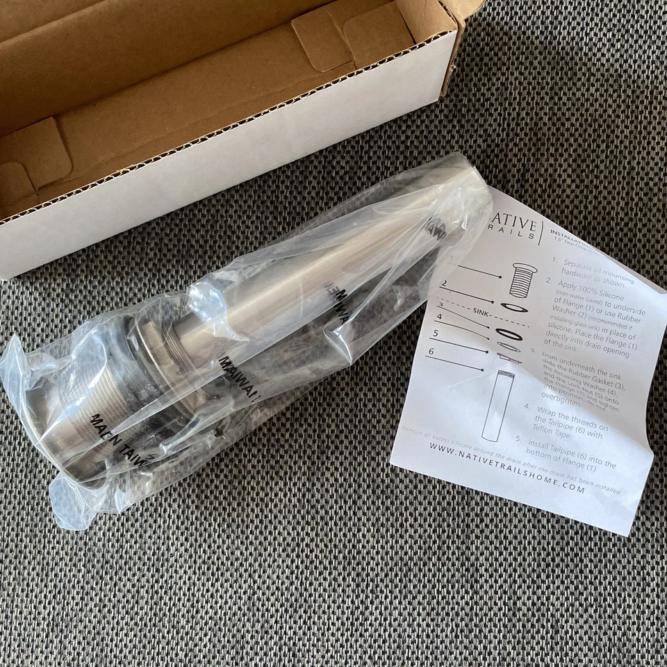 Native Trails 拉丝镍 1.5 英寸泪滴排水浴室水槽 DR150-BN 很好 — 第 4/4 张图片