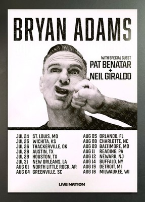 Bryan Adams 2026 Roll With The Punches North American Tour Concert Promo Poster