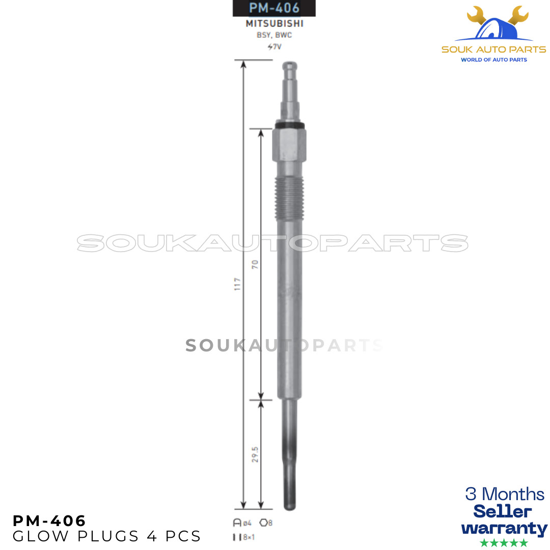PM-406 HEATER GLOW PLUG BKD BWC SET OF 4 For 2.0DI-D Mitsubishi Grandis Lancer