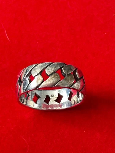 Vintage Sterling Silver Braided Link Style Band Size 12 -13