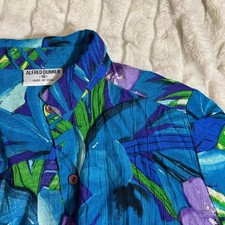 VTG Alfred Dunner Womens 10 Blue Purple Button Down Spring Summer Shirt USA Made