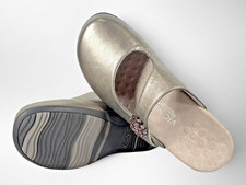 Vionic Joan Mules 9 EU 40 Pewter Leather Orthaheel Beaded Comfort Shoes