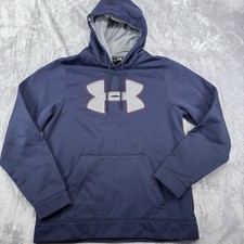 Under Armour Storm Dark Blue Logo Pullover Hoodie With Pocket Size L