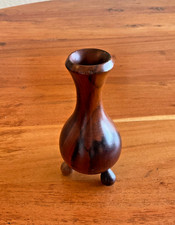 Hand Turned Wooden Vase with Feet 6" Tall