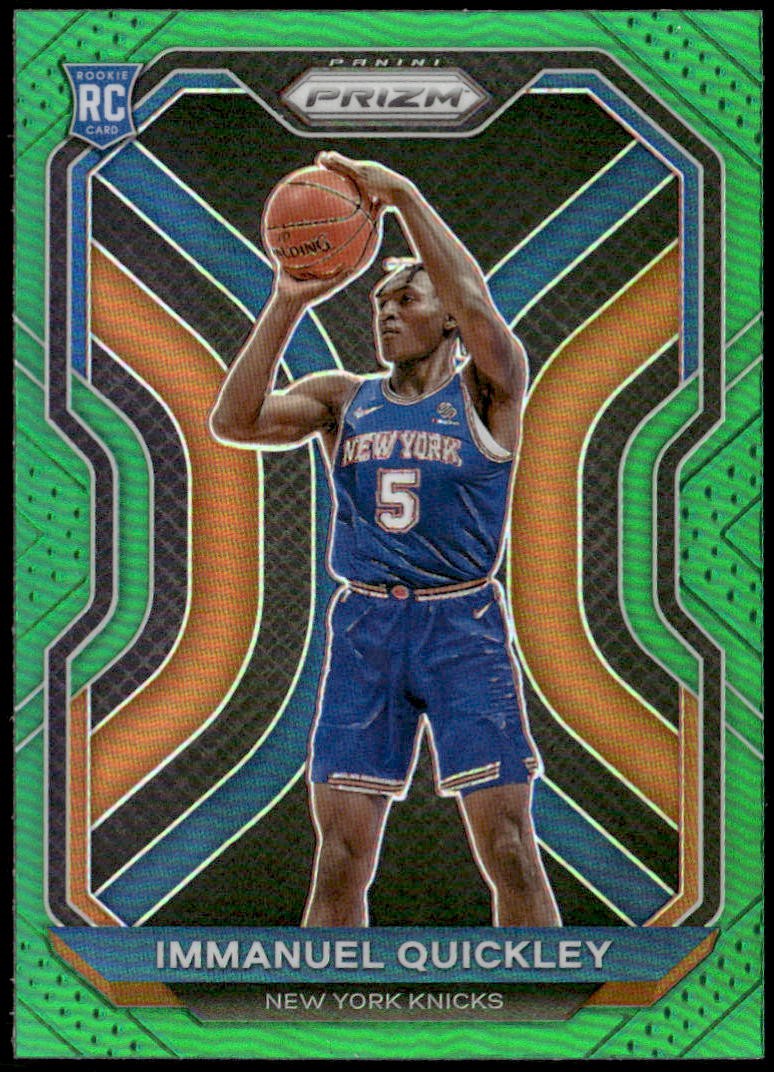 2020-21 Panini Prizm #296 Immanuel Quickley Green Prizms Rookie E1