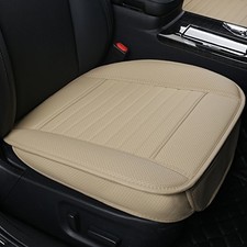 Beige - EDEALYN 2PCS PU Leather Seat Covers Auto Seat Protector Car Seat Covers