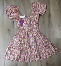 NEW ANTHROPOLOGIE WOMENS LIBERTY LOVE THE LABEL LONDON SMOCKED MINI DRESS XS