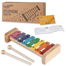Wooden Xylophone for Kids and Toddlers, Kid-Friendly Design, 8 Notes of Rainb...