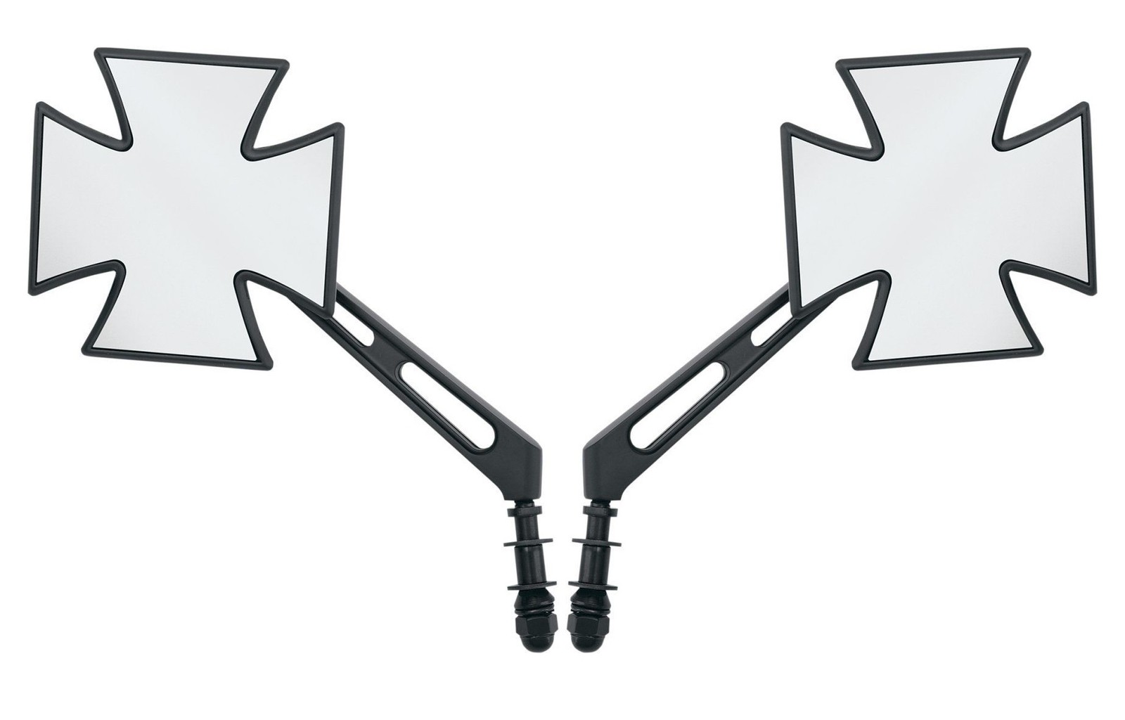 Maltese (Iron) Gothic Cross Black Mirrors (Pair) fits most Harley-Davidson