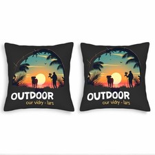 Set of 2 Throw Pillow Covers 18x18in - Vibrant Sunset Design