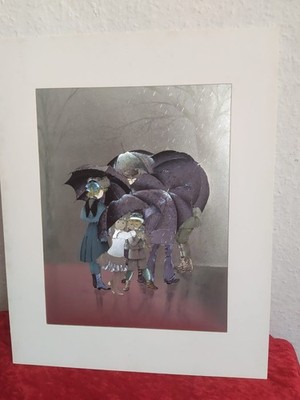 Bild zeigt eine nostalgische Collage von Kindern mit Regenschirmen im Regen, Kü