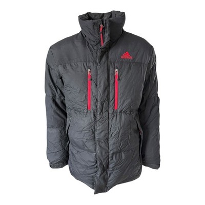 Adidas Thermo Puffer Jacke schwarz rot Reißverschlusstaschen Herren L P2P 23 Länge 29