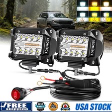 4 6-mode Amber Strobe Led Pod Lights Kit W Harness For Jeep Truck Suv Pickup 4 6-mode Amber Strobe Led Pod Lights Kit W Harness For Jeep Truck Suv Pickup