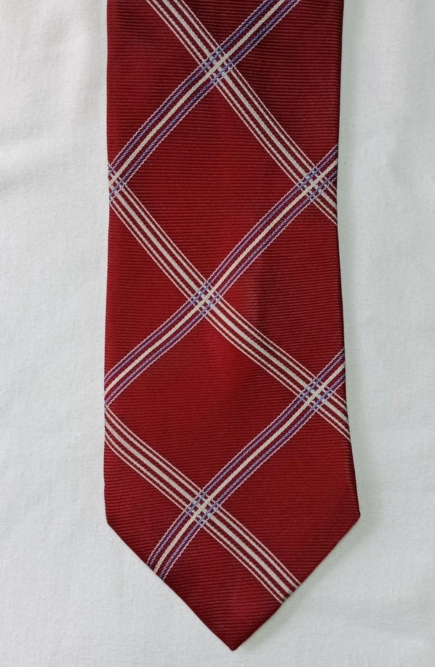 Corbata de seda a cuadros a rayas rojas de Marks & Spencer corbata formal de negocios para hombre Foto 3 de 4