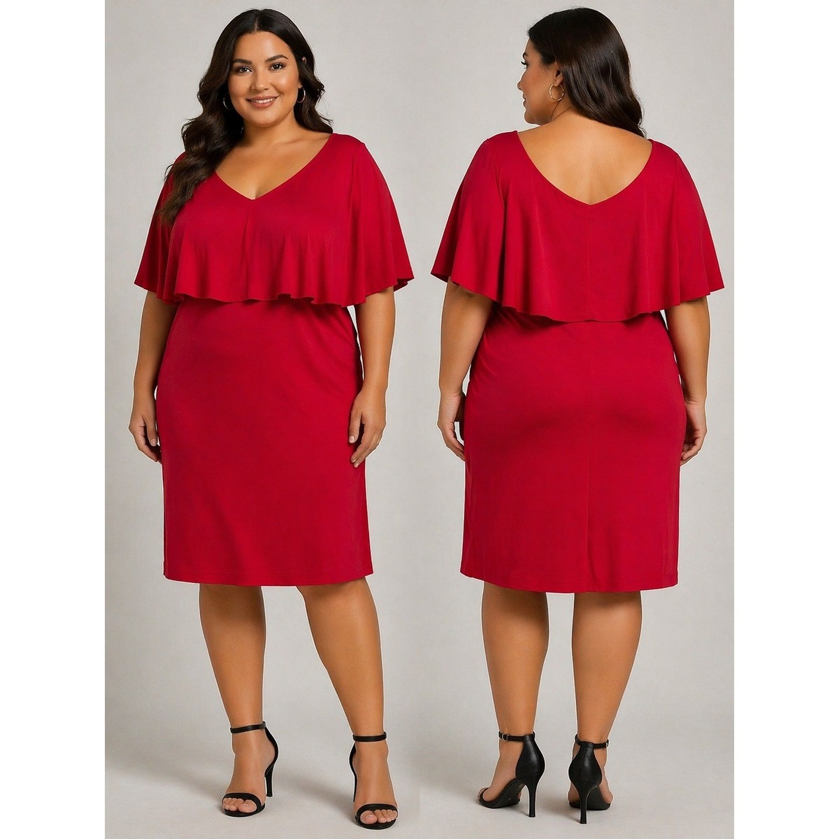 connected apparel red dress Polka Dot Cowl Neck Why Choose the Connected Apparel Scuba Crepe 3D Sleeve Sheath Dress Connected Apparel Dress - Size