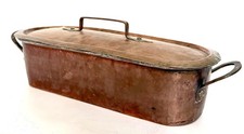 Antique French copper fish kettle/steamer/poacher/windowsill planter 19thC
